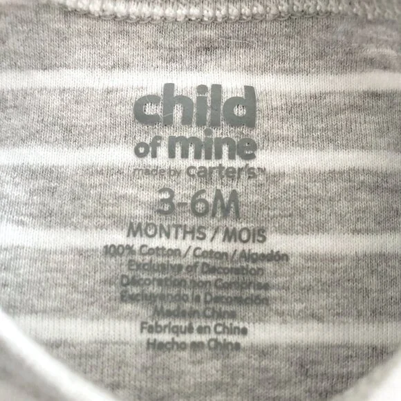 Baby Bundle/Lot 3-6M - Grey Stripes - Carter's/Gap - T-shirt/Bodsuit Set - Picture 5 of 9